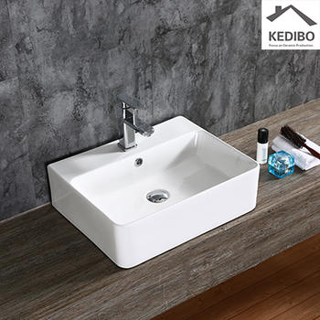 540x420  Bathroom White Counter Top Square Slim Basin   0094