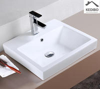 520x470 CE Square Semi-Recessed Counter Top Wash Basin Sink 7028
