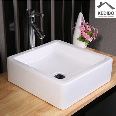 400X400 Square White Bathroom Art Basin Without Tap Hole 7037B