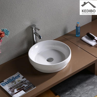 405x400 Round Bathroom White Ceramic Counter Top Basin 7068