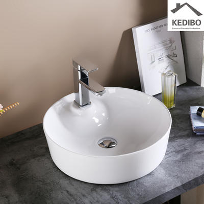 430x430 Round Bathroom Counter Top Basin with Tap Hole 0090