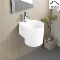 280x385 Round One Tap Hole Wall Hung Basin Sink 6100