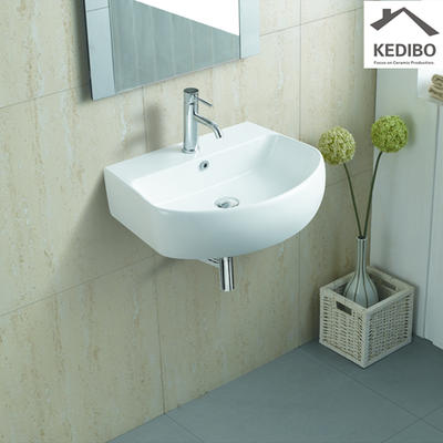 605x455 Oval Simple Wall Hung Installation Ceramic Basin Sink 1075