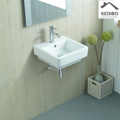 430x430 Square Bathroom Wall Hung Basin With Overflow 1028A