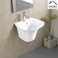 400x380 Half-pedestal Round Wall Hung Bathroom Basin Sink 5600D