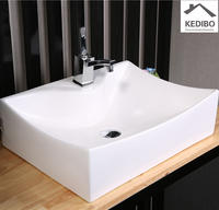 540*400 Square Bathroom White Ceramic Art Basin 7097A