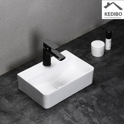 365x255 NEW PRODUCT Small Size Bathroom Square Ceramic Basin Sink 0072C