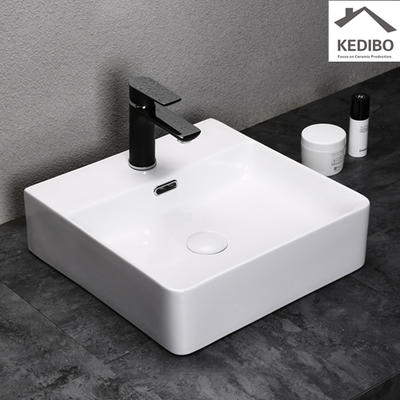 500x420 NEW PRODUCTS Slim Square Washbasin with Square Overflow 7602